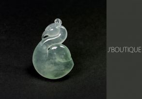 A-Grade Natural Myanmar Icy White and Pale Green Jadeite Jade Phoenix Pendant / Handstone