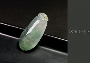 A-Grade Natural Myanmar Icy White and Light Green Jadeite Jade Good Luck Melon Pendant / Handstone