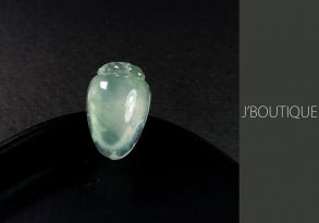 A-Grade Natural Myanmar Icy Transparent Pale Blue Green Jadeite Jade Good Luck Melon Pendant / Handstone