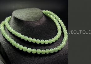 A-Grade Natural Myanmar Icy Pale Light Green Jadeite Jade Beads Necklace