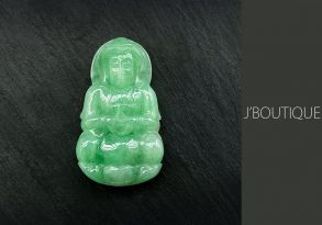 A-Grade Natural Myanmar Icy Apple Green Jadeite Jade Buddha Pendant / Handstone