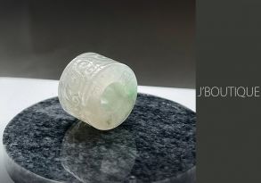 A-Grade Natural Myanmar Icy Off White and Light Green Jadeite Jade Good Luck Pendant / Handstone