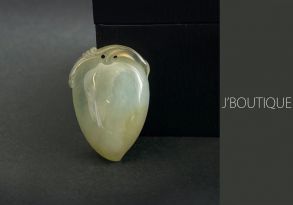 A-Grade Natural Myanmar Icy Off White and Light Yellow Jadeite Jade Peach Pendant / Handstone