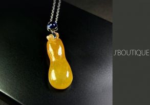 A-Grade Natural Myanmar Icy Yellow Jadeite Jade Jewelry Good Luck Melon Pendant with K18 White Gold