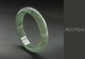 A-Grade Natural Myanmar Icy Pale Deep Green Jadeite Jade Bangle / Bracelet