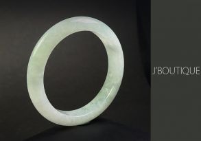 A-Grade Natural Myanmar Icy Pale Blue Green Jadeite Jade Bangle / Bracelet