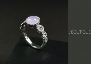 ミャンマー産天然無処理翡翠 ジュエリー リング 指輪 薄ラベンダー 冰 K18 ホワイトゴールド ダイヤモンド