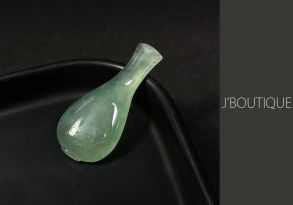 A-Grade Natural Myanmar Icy Pale Blue Green Jadeite Jade Flower Vase Pendant / Handstone