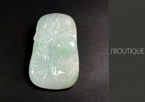 A-Grade Natural Myanmar Icy White and Pale Green Jadeite Jade Dragon Ornament / Handstone