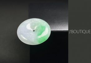 A-Grade Natural Myanmar Icy White and Pale Bright Green Jadeite Jade Button Pendant / Handstone