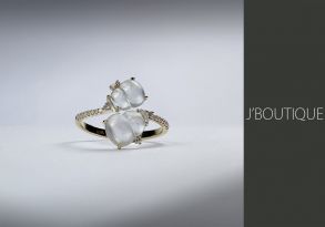ミャンマー産天然無処理翡翠 ひょうたん 瓢箪 ジュエリー リング 指輪 ホワイト 玻璃冰 K18 イエローゴールド ダイヤモンド