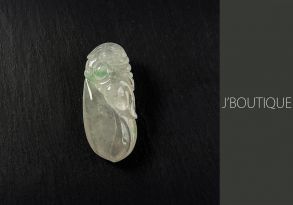 A-Grade Natural Myanmar Icy White and Light Green Jadeite Jade Dragon Pendant / Handstone