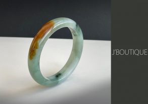 A-Grade Natural Myanmar Icy Pale Green, Yellow and Deep Green Jadeite Jade Bangle / Bracelet