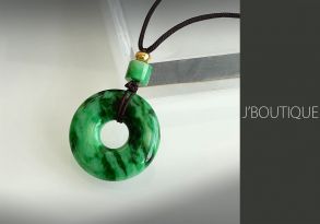 ミャンマー産天然無処理翡翠 玉環 ペンダント 手石 オーナメント 艶緑 薄緑