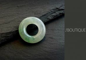 A-Grade Natural Myanmar Icy White and Pae Bright Green Jadeite Jade Donuts Pendant