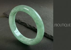 A-Grade Natural Myanmar Icy Light Green Jadeite Jade Bangle / Bracelet