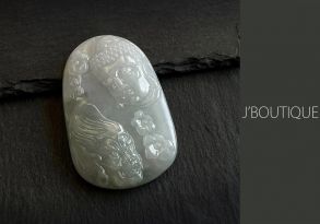 A-Grade Natural Myanmar Icy Off White and Pale Blue Green Jadeite Jade Buddha Ornament / Handstone