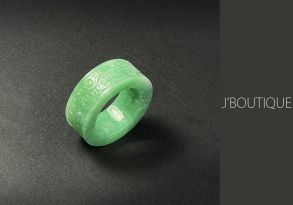 ミャンマー産天然無処理翡翠 吉祥 指板 リング 指輪 薄アップルグリーン 冰糯