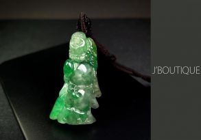 A-Grade Natural Myanmar Icy Light Green and Off White Jadeite Jade Buddha Pendant / Handstone