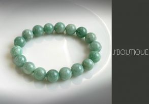 A-Grade Natural Myanmar Icy Pale Ash Green Jadeite Jade Beads Bracelet