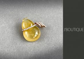緬甸產未經處理天然翡翠 A貨 珠寶 墜子 葫蘆 黃翡 冰 K18玫瑰金750 鑽石
