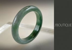 A-Grade Natural Myanmar Icy Ash Deep Green Jadeite Jade Bangle /Bracelet