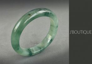 A-Grade Natural Myanmar Icy Blue Green, Deep Green and Ash Blue Green Jadeite Jade Bangle