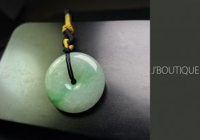 A-Grade Natural Myanmar Light Green and Bright Green Jadeite Jade Button Pendant / Handstone