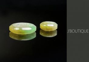 ミャンマー産天然無処理翡翠 くりぬき リング 指輪 セット 黄翡 オフホワイト 淡緑 冰