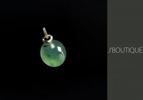 ミャンマー産天然無処理翡翠 ジュエリー ペンダント 薄青緑 冰 K18 イエローゴールド ダイヤモンド