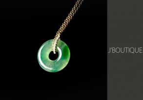 缅甸产未经处理天然翡翠 A货 玉环 珠宝 坠子 白色 明绿 冰 K18黄金750 钻石