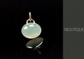 缅甸产未经处理天然翡翠 A货 珠宝 坠子 灰白 冰 K18黄金750 钻石