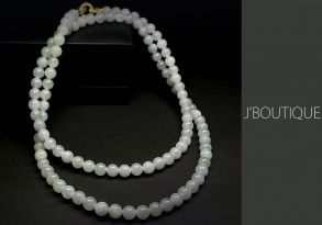 ミャンマー産天然無処理翡翠 ビーズ 珠 ネックレス 淡灰緑 淡灰ラベンダー 冰