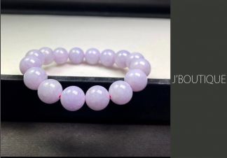 美品❣️天然A貨翡翠　贅沢、【万事満円】ラベンダー如意頭＆氷紫ビーズブレスレット ミャンマー産天然無処理翡翠 ビーズ ブレスレット 薄ラベンダー 冰糯
