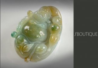 ミャンマー産天然無処理翡翠 布袋様 仏像 お守り インテリア