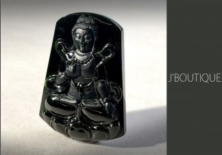 ミャンマー産天然無処理翡翠 仏像 観音様 オーナメント 手石