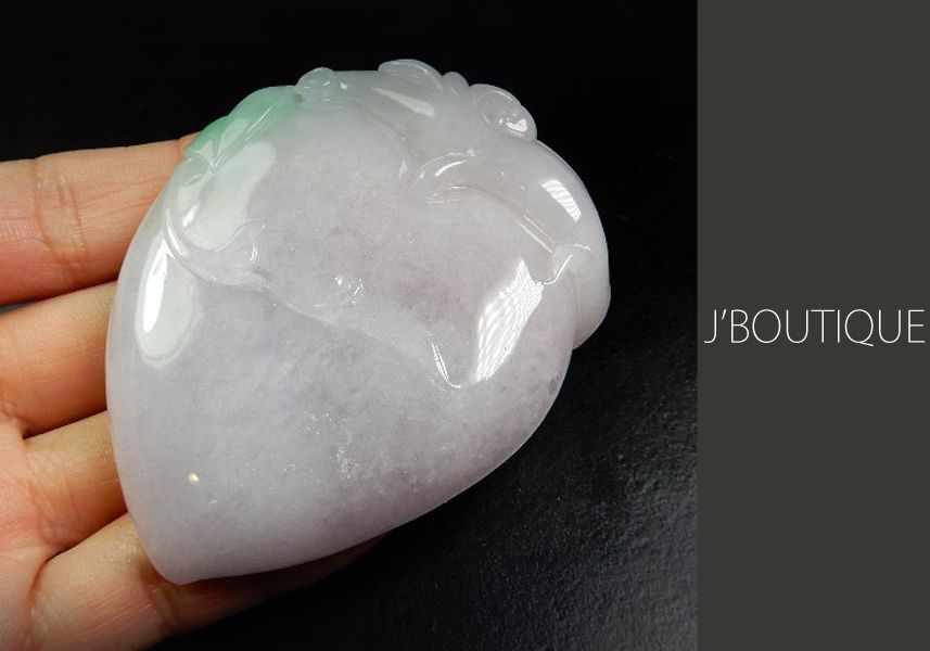 ミャンマー産天然無処理翡翠 桃 オーナメント 手石 インテリア 薄