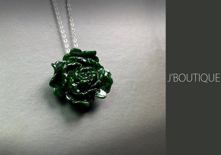 ミャンマー産天然無処理翡翠 ローズ バラ 薔薇 ジュエリー ペンダント