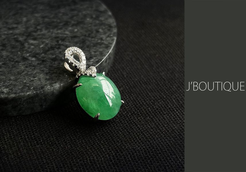 ミャンマー産天然無処理翡翠 ジュエリー ペンダント 翠緑 冰 K18