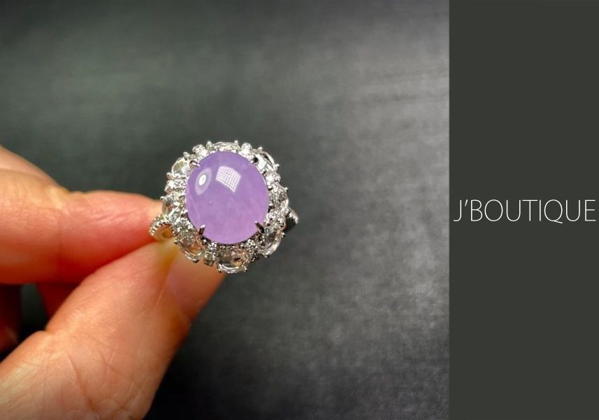 ミャンマー産天然無処理翡翠 ジュエリー リング 指輪 ラベンダー 冰