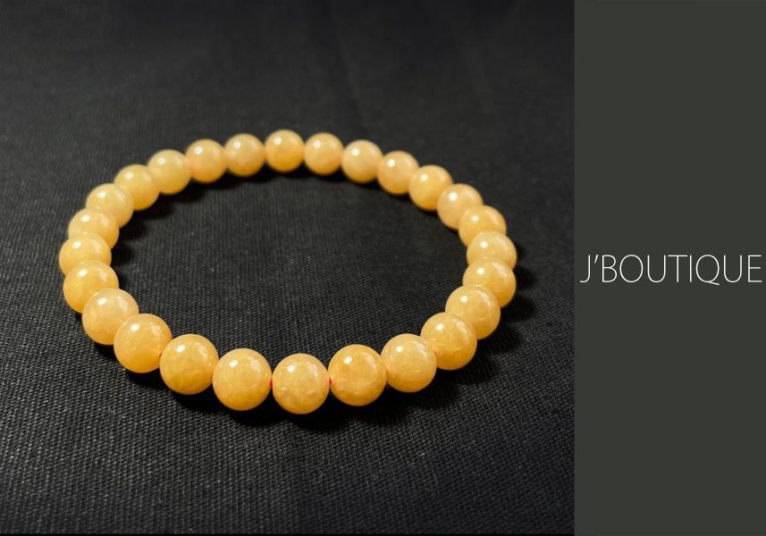 ミャンマー産天然無処理翡翠 ビーズ ブレスレット 黄翡 冰糯