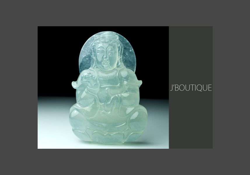 ミャンマー産天然翡翠（A貨）静かな笑みを宿す · 翡翠の陽緑福仏ペンダント ミャンマー産天然無処理翡翠 仏像 ペンダント 薄青緑