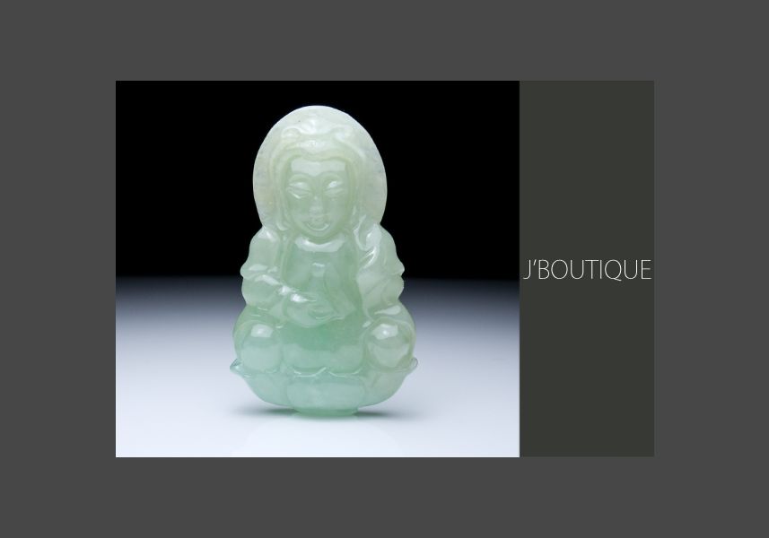 ミャンマー産天然無処理翡翠 仏像 ペンダント 黄緑