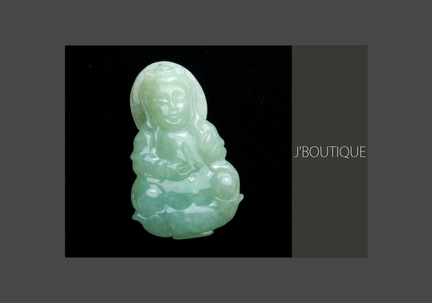 ミャンマー産天然無処理翡翠 仏像 ペンダント 黄緑
