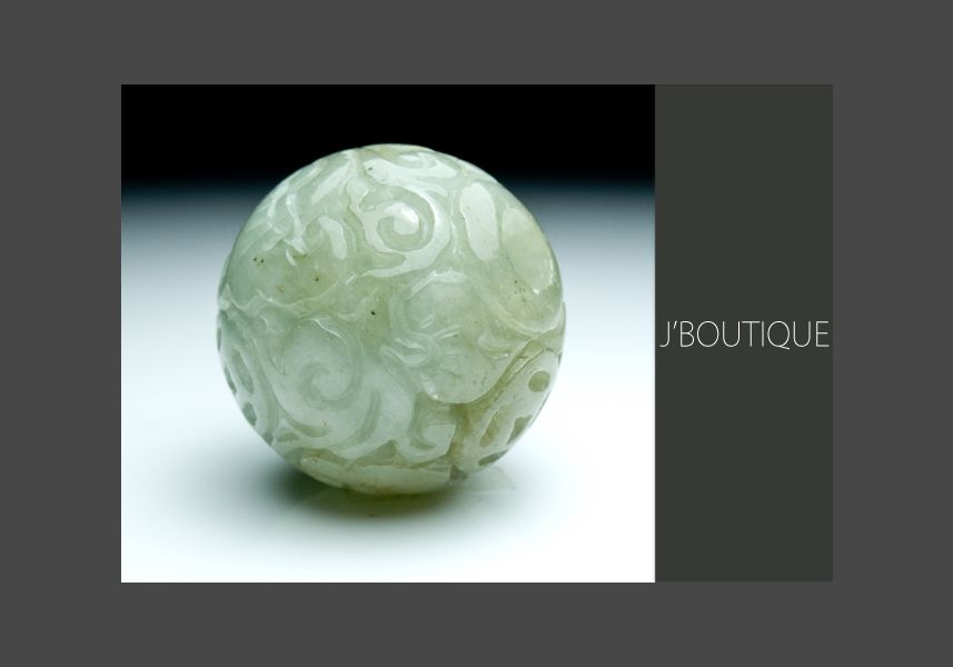 ミャンマー産天然無処理翡翠 ドラゴンボール ビーズ 薄苔
